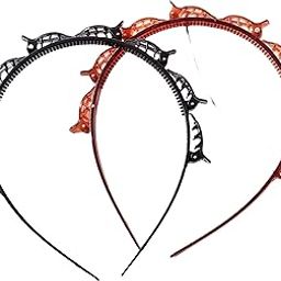 Hairband For Girls/Women | Double Layer Plate Twist Braid With Clip | Comfortable Hair Accessories | Hand Made | Anti-Hair Fall | Black & Brown Color | Pack of 2-image-68