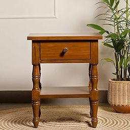 Shri ram industries Shriram Solid Teak Wood Alchemy Bedside Table in Teak Finish-image-2