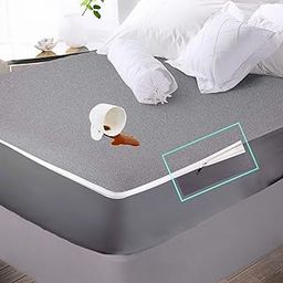 TRANCE HOME LINEN Zippered Encased 100% Waterproof, Dust Mite Proof, Bed Bug Protection Breathable Mattress Protector - Single (78 x 36 Zippered Grey)-image-2