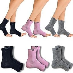 Ecosync Open Toe Bamboo Cotton Neuropathy Compression Socks - Combo Pack of 3 (Black + Baby Pink + Speckled Grey), Pain Relief, Moisture-Wicking, Seamless, Anti-Bacterial, Unisex, Eco-Friendly-image-82