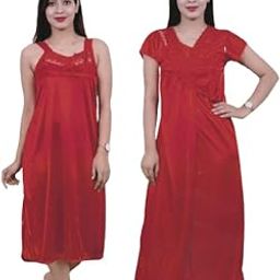 Satin 2PC Fancy Nighty Set (Nighty & Robe)-image-60