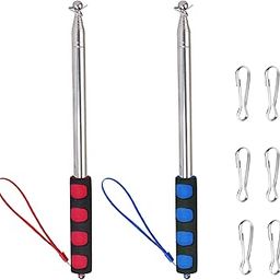 2 PCS 8.2ft Telescopic Flag Poles,Stainless Steel Handheld Portable Extendable Retractable Flagpoles with Clips,Anti-Slip Grip,Telescoping Banner Flag Pole Pointer for Tour Guide,Teachers,Festival-image-42