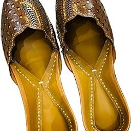 Brown Sequin Punjabi Jutti for Women | Handcrafted Traditional Footwear with Elegant Embellishments-picture-9