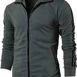 Mens Active Slim Fit Track Lightweight Jacket Zip-up Long Sleeve, Cmoja0103-charcoal, Medium-image-17