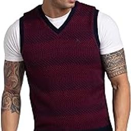Men Regular Fit Solid Pattern Pure Acrylic Sleeveless V Neck Casual Sweater-image-26
