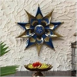 RHEA STORE Blue Flower Wall Decor | Multicolour Iron Decorative Floral Accent for Bedroom or Hallway-image-42