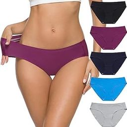 LOURYN KOULYN® Women’s Seamless Underwear No Show Panties Soft Stretch Hipster Bikini Underwears 5-Pack (S to 3XL) Multicolor-image-30