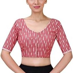 RED Cotton IKKAT Blouse(D-005676@@P)-image-12