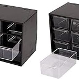 Sakar 2 pcs 9 Drawer Plastic Storage Cosmetic Organizer Box | Multipurpose Mini Cabinet with Grids for Makeup, Jewelry, Nail Art, Screws, Beads, Craft Supplies, Office & Stationery Use Compact Desktop-image-95