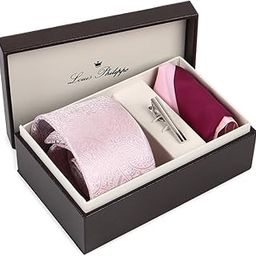 Men Pink Embroidered Tie Pocket Square And Lapel Pin-image-8