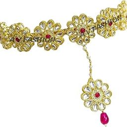 Kundan Hair Band for Women Girls Tiara Hair Piece Sheeshphool Matha patti Ethnic Hair Accessory for Festive Season Weddings Shaadi Head Piece (Same as shown in Image)-image-24