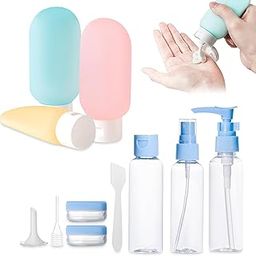 GLUN® 11 Piece Travel Bottles Set for Toiletries, Beauty Leakproof Travel Containers, Travel Accessories Squeezable Refillable Bottles for Shampoo, Lotion, Beauty Cream Container-image-3