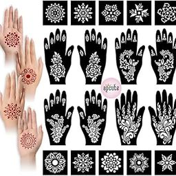 Apcute Temporary Mehndi Tattoo henna stencil for hands Set of 18 pc Combo Pack Mehandi Stencils for Women, Girls And Kids, Easy To Use In Just 4 Steps-picture-35