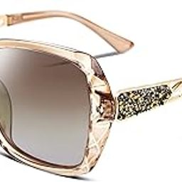 Oversized Sunglasses for Women Square Polarized Sparkling Frame B2289-39