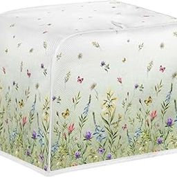 NETILGEN Toaster Cover Bread Machine Cover Fits for Most Standard 4 Slice Toasters, Keep Toaster Free From Dust And Fingerprint Oven Dustproof Cover, Green Floral-96