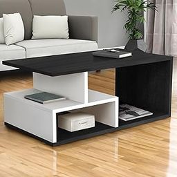 ABOUT SPACE Coffee Table - Portable Wooden Centre Table with Storage & Open Rack - DIY Furniture - Sofa Tea Poyee Table for Living Room, Home, Office (Black Mahogany- L 100 x B 40 x H 47 cm)-64