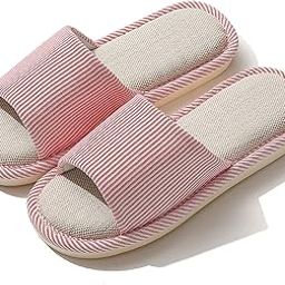 Slippers for Women Men Linen Slippers Open Toe House Shoes Summer Sandals for Indoor Outdoor Bedroom-image-62