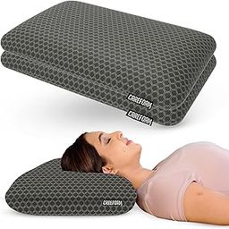 CareFoam Orthopedic Memory Foam Pillow for Comfortable Sleep, Neck & Shoulder Pain Relief with Removable Zipper Black Jacquard Cover 24 x 15 x 5 Inch Pack of 2-image-43