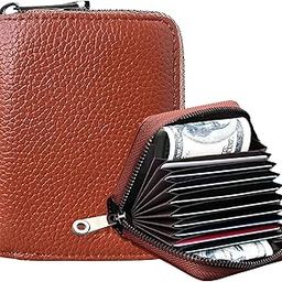 OFIXO 10 Slots Brown Unisex Leatherite Wallet with Zipper | RFID Blocking Card Holder Zipper Wallet for Men and Women (Brown)-43