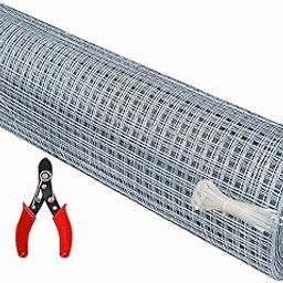 Welding Wire Garden Fencing Iron Net With 18 Guage Anti Bird 3Feet/20Feet Netting Uv Stablized With 6 Months Guarantee Free 1 Cutter,100 Pvc Wire Tags, Gray-25