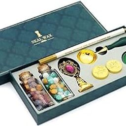 HEEPI Wax Seal Stamp Kit with Sealing Wax Beads, Candles, Wax Melting Spoon, Wooden Handle Stamp For Craft, Fine Gift Box (Love)-28