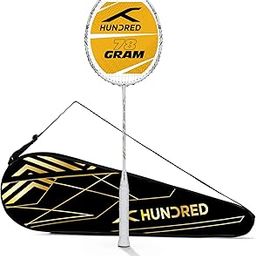Hundred Megaforce Strung Badminton Racket with Full Cover | 78 Grams | Maximum Tension ≤32 (White)-image-41