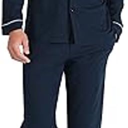 Men's Satin Silky Sleepwear Pajamas Set Button-Down Long Loungewear-18