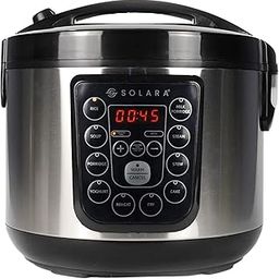 SOLARA Electric Rice Cooker - Cool Touch MultiPurpose Cooker and Food Steamer, Digital Rice Cooker, 4 Cups (8 Cups Cooked) with Steam & Rinse Basket, 500 Watts, 4 liter Stainless Steel, Black-11