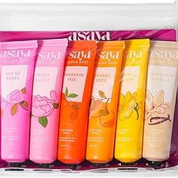 Asaya Pack of 6 Hand Creams Gift set for Women & Men | Softens Dry, Rough Hands | Reduces Pigmentation | Alpha Arbutin, Mango Butter & Vit E | Rose, Vanilla, Orange, Magnolia, Peony, and Mandarin-image-10