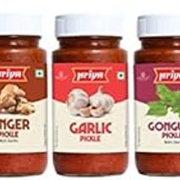Priya Pickles Combo of 5 Pickle With Garlic 300g Each -Mango Pickle,Ginger Pickle, Garlic Pickle, Gongura Pickle, Tomato Pickle I Total 1500gm-image-80