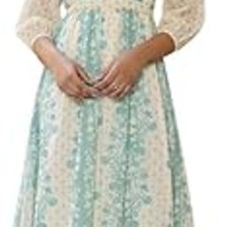 janasya Women's Fit and Flare Midi Dobby Georgette Floral Flared Dress-picture-11