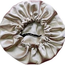 ᵀᴹ Hair Bonnet |Handmade Pure Satin Reversible Double Layer Large Sleep Cap Luxuries Satin Sleep Adjustable Cap for Women Girls Kid (Cream)-image-39