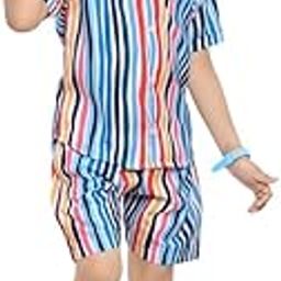 Striped Printed Multicolour Cotton Shirt and Shorts for Boys|Co-Ords Set-picture-8