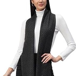 Women's Long Neck Scarves Winter Soft Wool Pashmina Scarf Striped Muffler-image-48