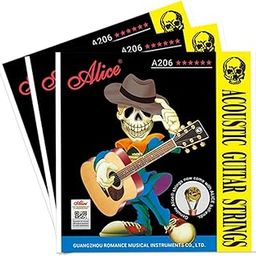 ALICE A206 Acoustic Guitar String Set, Staninless Steel Plain String, Copper Alloy Winding, (Phosphor Bronze Color) Anti-Rust Coating PACK OF 3-17