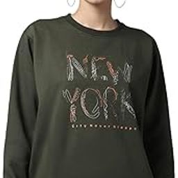 Fleece Round Neck Sweatshirt for Women-(VJ_SW_Print_01-P)-image-81