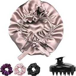 Silk Satin Hair Bonnet Reversible Sleep, Cap Adjustable Satin Bonnet For Curly Hair, Head Wrap For Sleeping, Silk Bonnet For Hair With Free Hair Scalp Massager, And 3 Scrunchies For Women-image-29