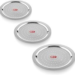 Kitchen Expert - Steel Hole Lid | Set of 3 | Lid Covers for Utensils | Milk Cover Plate| Steel Jali Plate | Essential Set for Kitchen | Multipurpose-image-44