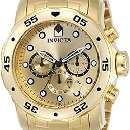 Pro Diver - Scuba Men's Wrist Watch Stainless Steel Quartz Gold Dial - 0074-image-48