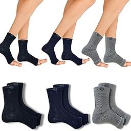 Ecosync Open Toe Bamboo Cotton Neuropathy Compression Socks, Combo Pack of 3 (Black + Navy Blue + Speckled Grey), Soft, Breathable, Moisture-Wicking, Pain Relief, Eco-Friendly, Unisex.-image-43