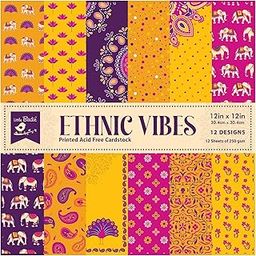Little Birdie Paper Pack - 12 X 12inch 250gsm 12Sheet (Ethnic) | Printed Pattern Design Paper for Scrapbooking, Journal, Art & Craft | Decorative Paper for Greeting Card Making-image-75