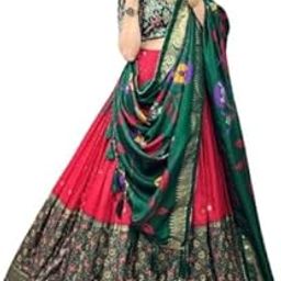 Dola Silk Printed Lehenga Choli for Women | Minakari & Foil Print | Stitched Lehenga with Dupatta & Unstitched Blouse | Traditional Ethnic Wear for Weddings & Festivals-image-5