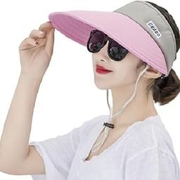 Light Pink & Grey Sun Visor Hats for Women UV Protection Wide Brim Summer Cap for Girls Hat UV Protection Breathable Casual Beach Hat, Sun Protection Cap for Women.-image-43