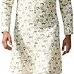 Cream Animal with Leafs Patterned Glaxo Cotton Kurta-image-69