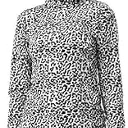 Women's Velvet Turtleneck Top, Burgundy Leopard Print, Long Sleeve-image-74