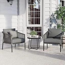 Flying Arrow Transform Your Outdoor Space with Our 3 Piece Patio Rope Furniture Set - Perfect for Terrace, Garden, Balcony, Porch, Deck and Yard (Grey)-image-15