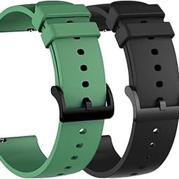 19mm Watch Strap Band Soft Silicone Replacement Wristband with Metal Buckle Straps Belt Compatible with Noise ColorFit Pulse, Beat, Pro 2/Oxy & Boat Strom Smartwatch (19MM) Green & Black-95