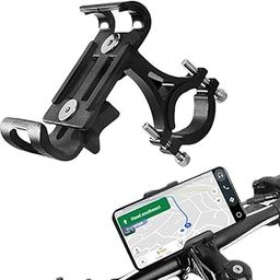 BROLAVIYA Aluminum Alloy Mobile Phone Holder for Motorcycle Bike Bicycle MTB Handlebar Mount, Cross Design,Black,Model 06-13
