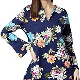 Women's Animal Print Top Mandarin Neck Pull On Long Length Cuff Sleeve Polyester Western Casual and Office Wear for Women and Girls-image-55