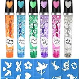 Grab Smart 6 Pc Temporary Tattoo Pen Body Markers Skin Face Paint Kit Birthday Gift for Teenage Girls Boys-picture-33